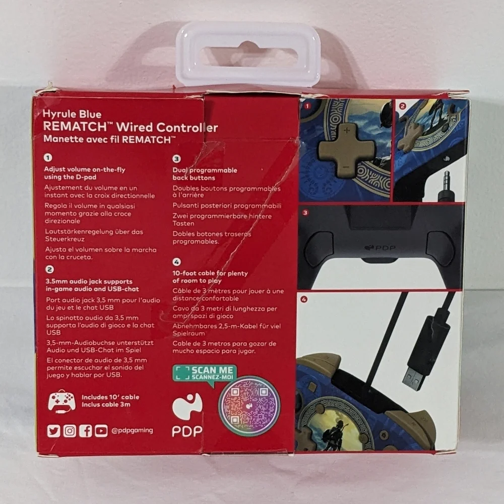 The Legend of Zelda Nintendo Switch PDP Hyrule Blue Rematch Wired Controller